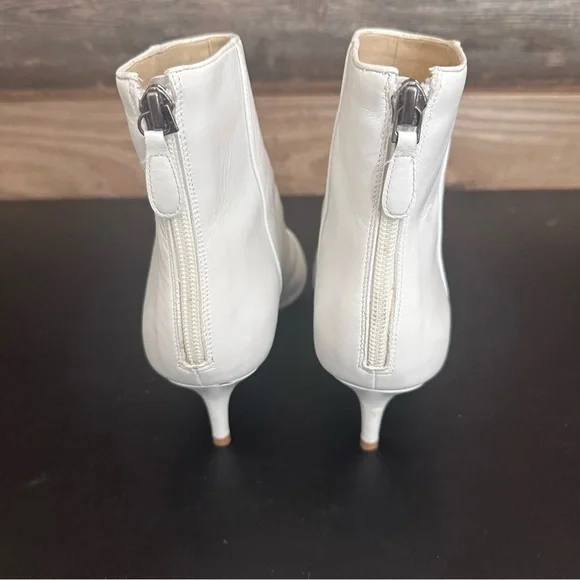 Blogger Fav! Alexandre Birman Women's White Leather Kitten Heels Ankle Boots 37 - Picture 4 of 14